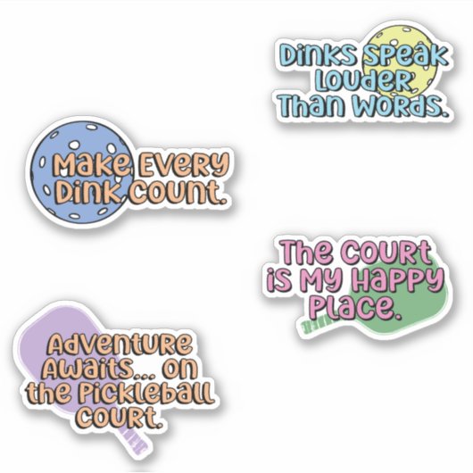 Multicolor Pickleball Player Sticker Pack (Vorderseite)