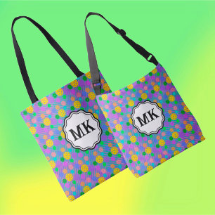 Multicolor Pickleballs Groovy Monogram Tragetaschen Mit Langen Trägern