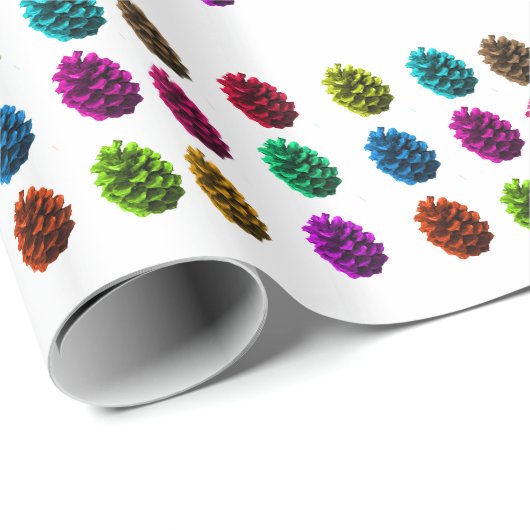 Multicolor-Pine-Cones-Wrapping-Papier Geschenkpapier (Rolleneckpunkt)