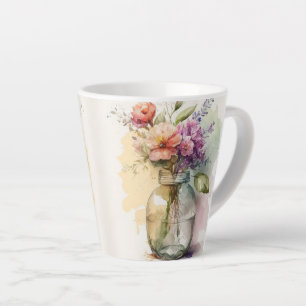 Multicolor Pink Lila Weiße Blume #9 Milchtasse