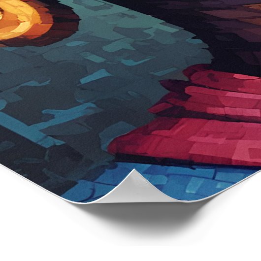 Multicolor Pixel Moderner Art Buddha Poster (Ecke)