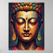 Multicolor Pixel Moderner Art Buddha Poster (Vorne)