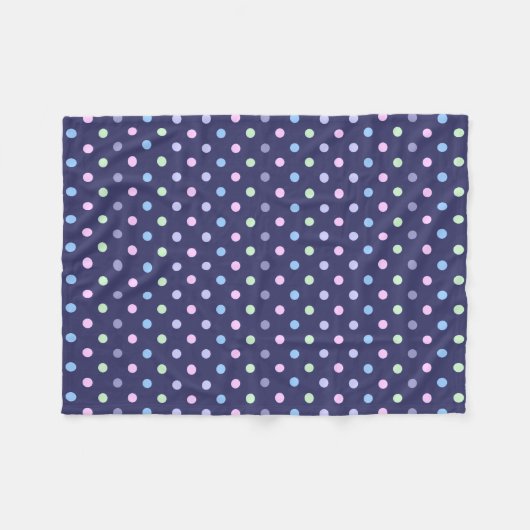 Multicolor Polka Dot Pattern - Indigountergrund Fleecedecke (Vorderseite (Horizontal))