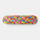 Multicolor Pop Happy Face Squares Skateboard (Horizontal)