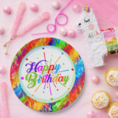Multicolor Psychedelic Abstrakt (Happy Birthday) Pappteller (Party)