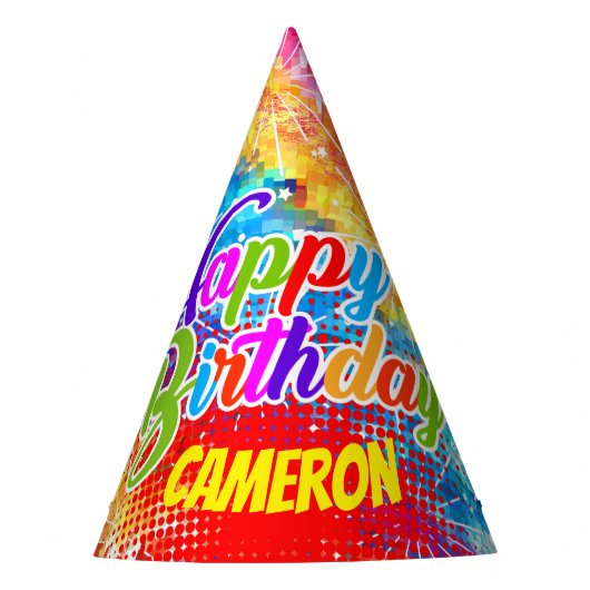 Multicolor Psychedelic Abstrakt (Ihr Name) Partyhütchen (Vorderseite)