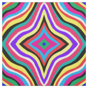 Multicolor Psychedelic Wavy Striped Rhombusse Stoff