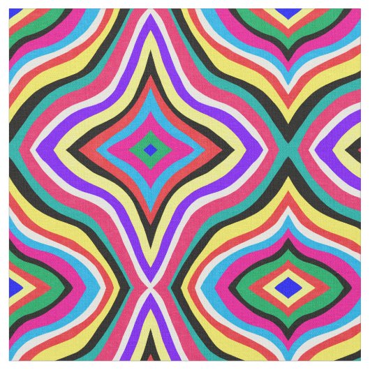 Multicolor Psychedelic Wavy Striped Rhombusse Stoff (Nahaufnahme)