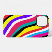 Multicolor Psychedelic Wavy Stripes iPhone Hülle (Rückseite (Horizontal))