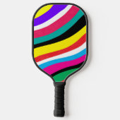 Multicolor Psychedelic Wavy Stripes Pickleball Schläger (Rückseite)