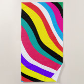 Multicolor Psychedelic Wavy Stripes Strandtuch (Vorderseite)