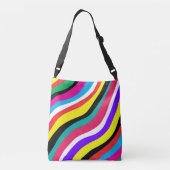 Multicolor Psychedelic Wavy Stripes Tragetaschen Mit Langen Trägern (Rückseite)