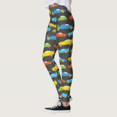 Multicolor Race Cars auf schwarz Leggings (Links)