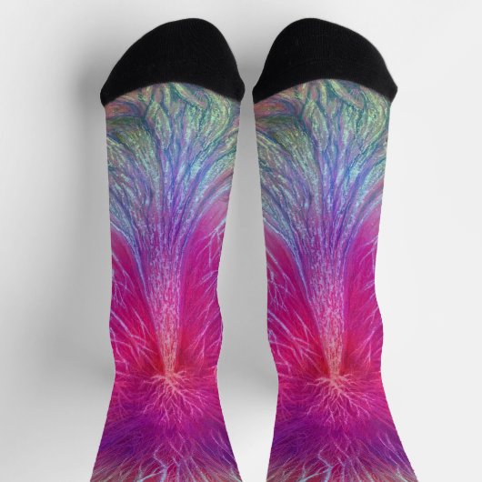 Multicolor Rainbow Etched Tree Art Socken (Oben)