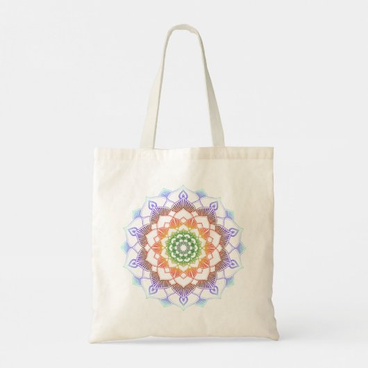 Multicolor Rainbow Mandala Muster Tragetasche (Rückseite)