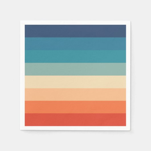 Multicolor Rainbow Stripte Papierserviette (Vorderseite)