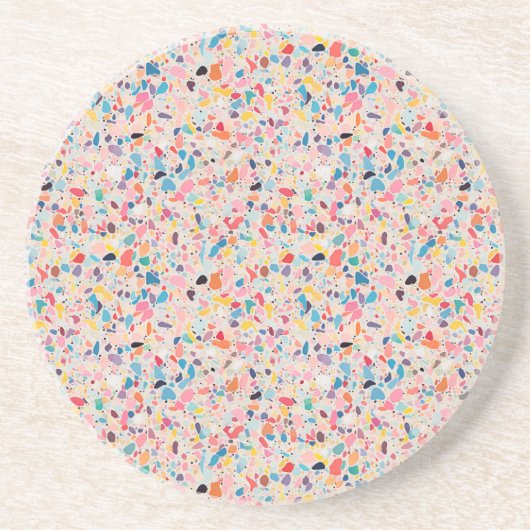 Multicolor Rainbow Terrazzo-Muster Getränkeuntersetzer (Vorne)