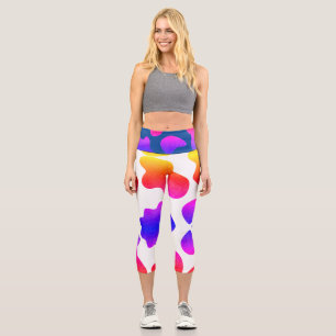 Multicolor Regenbogen Design Tierstil-Ort Capri Leggings