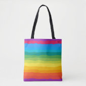 Multicolor Regenbogen Wiggly Stripes Tasche (Vorderseite)
