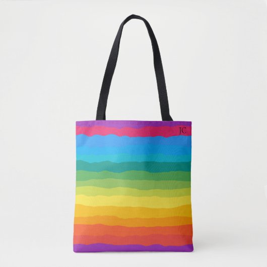 Multicolor Regenbogen Wiggly Stripes Tasche (Vorderseite)