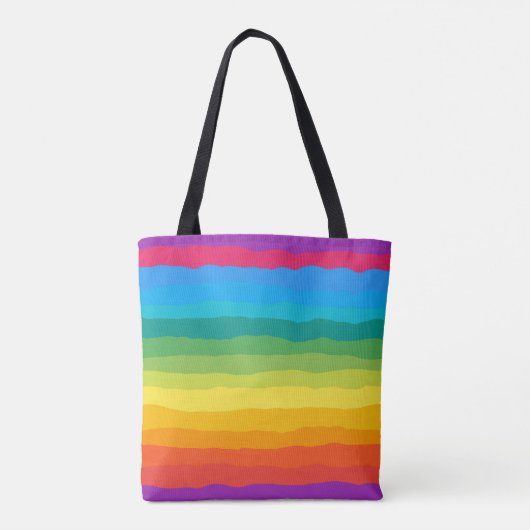 Multicolor Regenbogen Wiggly Stripes Tasche (Rückseite)