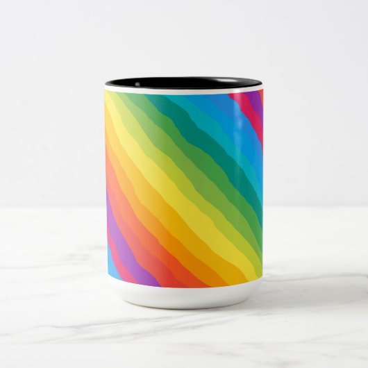 Multicolor Regenbogen Wiggly Stripes Zweifarbige Tasse (Mittel)