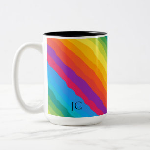 Multicolor Regenbogen Wiggly Stripes Zweifarbige Tasse