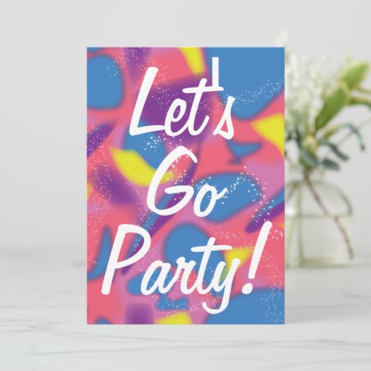 Multicolor Retro 90er Einladung (Stehend Vorderseite)