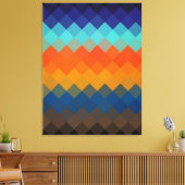 Multicolor Retro Diamond Nahtloses Muster 2 Leinwanddruck (Insitu (Wohnzimmer))