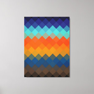 Multicolor Retro Diamond Nahtloses Muster 2 Leinwanddruck