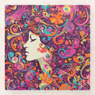 Multicolor Retro Hippie Boho Stil Glasuntersetzer