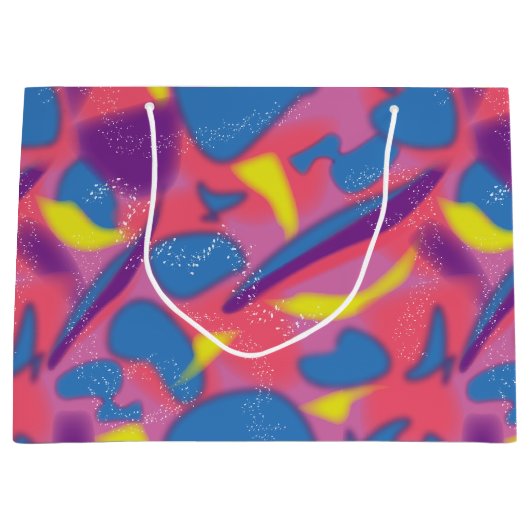 Multicolor Retro Neon Große Geschenktüte (Vorderseite)