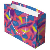Multicolor Retro Neon Große Geschenktüte (Rückseite Schrägansicht)