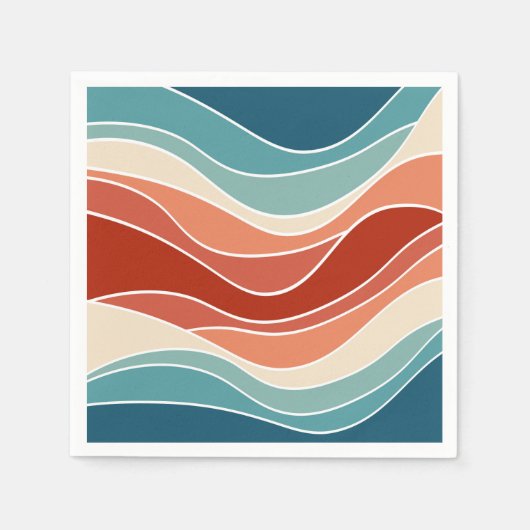 Multicolor-Retro-Wellen Serviette (Vorderseite)