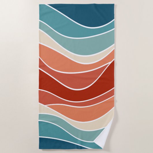 Multicolor-Retro-Wellen Strandtuch (Vorderseite)
