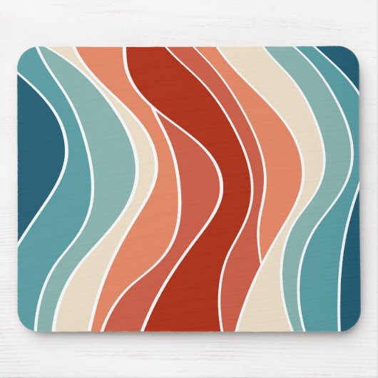 Multicolor-Retrowellen Mousepad (Vorne)