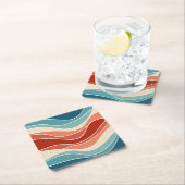 Multicolor-Retrowellen Rechteckiger Pappuntersetzer (Vor Ort)