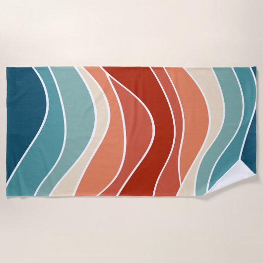 Multicolor-Retrowellen Strandtuch (Vorderseite)