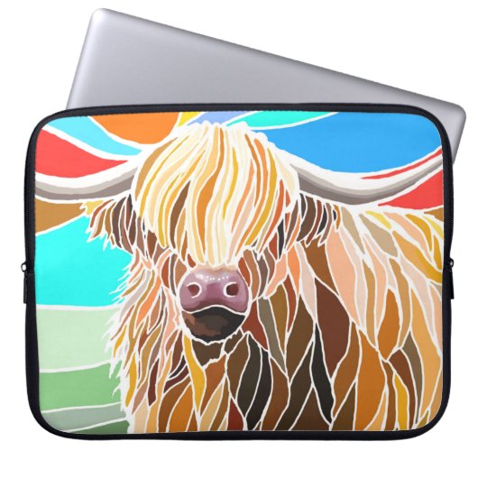 Multicolor-Riesenkuh Laptopschutzhülle (Vorderseite)