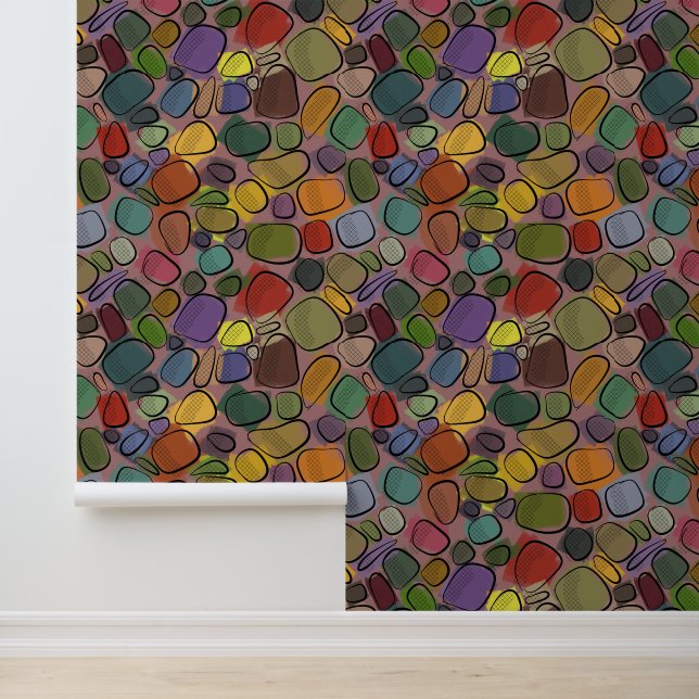 Multicolor Rocks Mid Century Modern Style  Tapete (Anwendung)