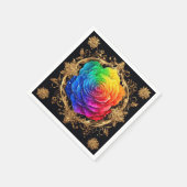 Multicolor-Rose mit Verzierten goldenen Schnörkeln Serviette (Ecke)