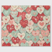 Multicolor-Rustikales-Herz- Quiltblock Geschenkpapier (Flach)