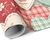 Multicolor-Rustikales-Herz- Quiltblock Geschenkpapier (Rolleneckpunkt)