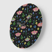 Multicolor-Schmetterlinge: Helles, nahtloses Muste Große Wanduhr (Winkel)