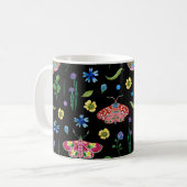 Multicolor-Schmetterlinge: Helles, nahtloses Muste Kaffeetasse (Vorderseite Links)