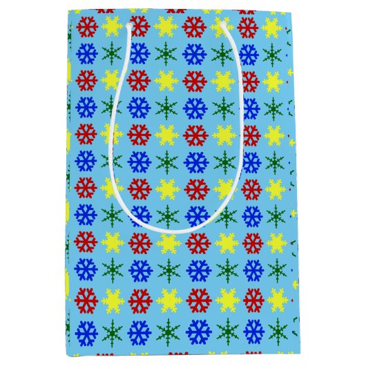 Multicolor-Schneeflocken Mittlere Geschenktüte (Vorderseite)