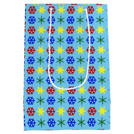 Multicolor-Schneeflocken Mittlere Geschenktüte (Rückseite)