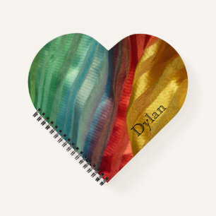 Multicolor-Seidenstoff-Foto mit Namen Notizblock