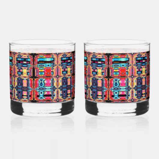 Multicolor-Set für Abstrakten Trinkbehälter Whiskyglas (Vorderseite)