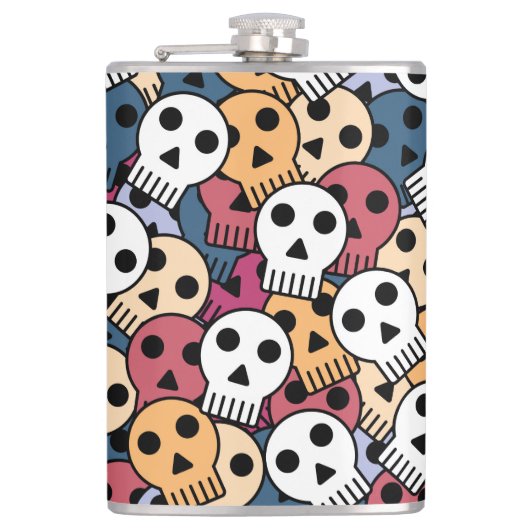 Multicolor Skulls-Muster Flachmann (Vorderseite)
